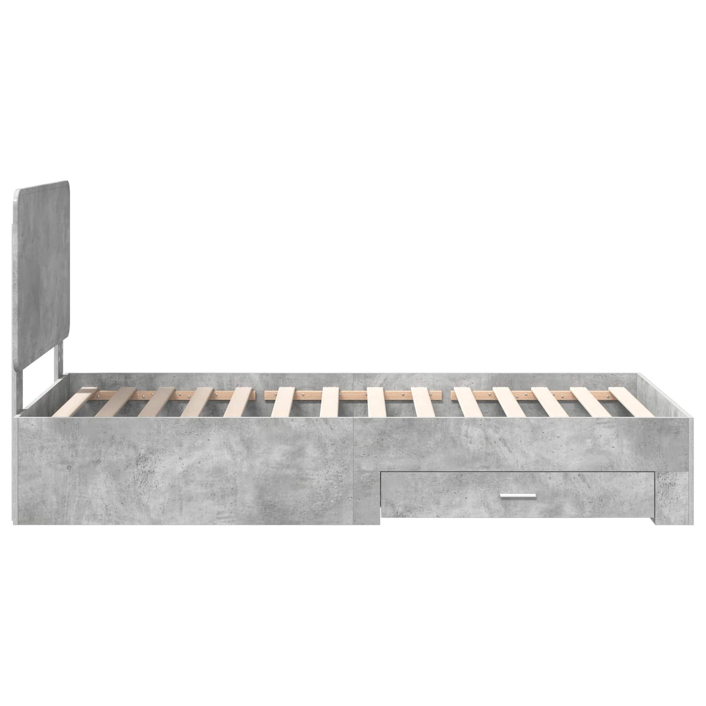 Bed Frame with Drawer Concrete Grey 70 x 190 cm Engineered Wood