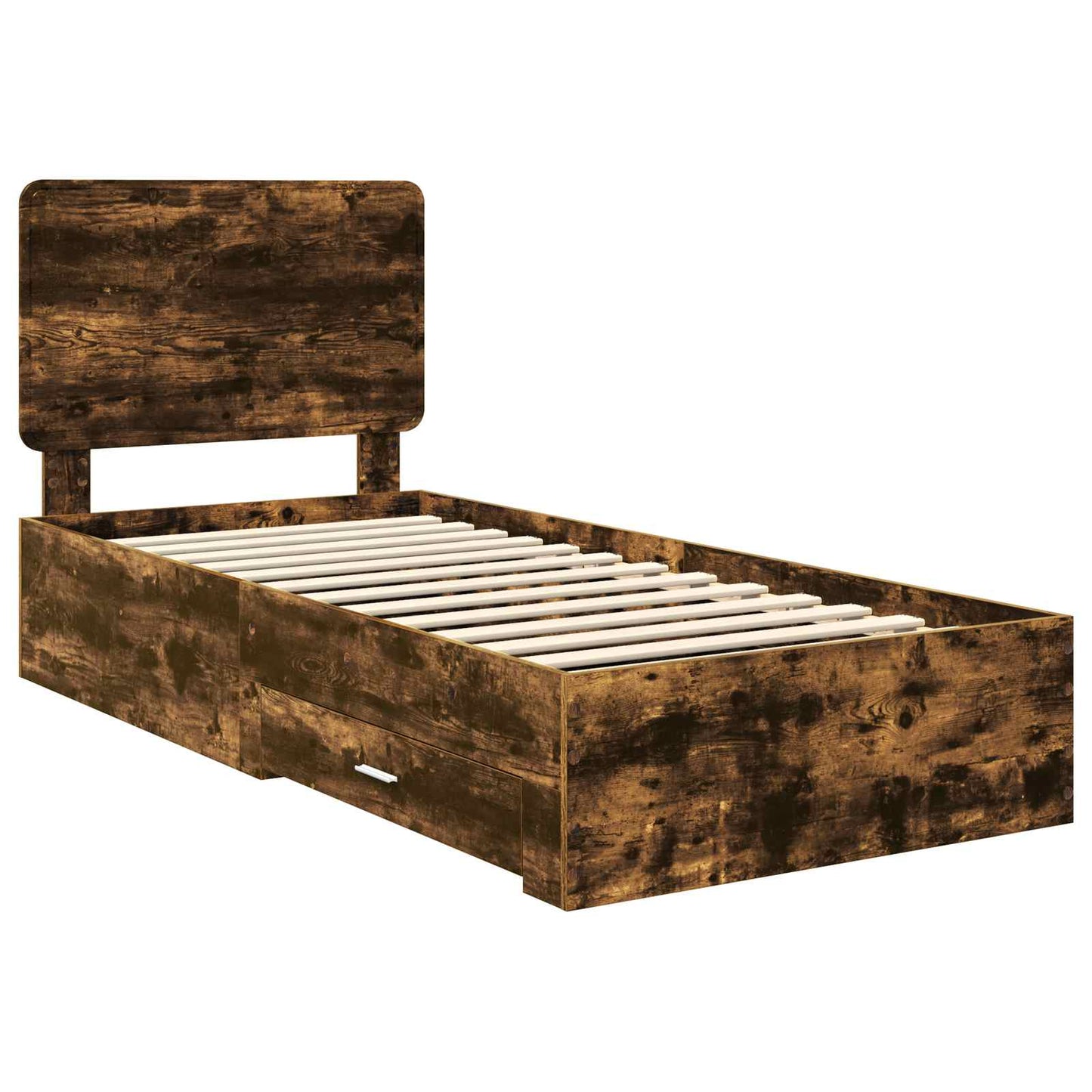 Bed Frame with Headboard Smoked Oak 75 x 190 cm Engineered Wood