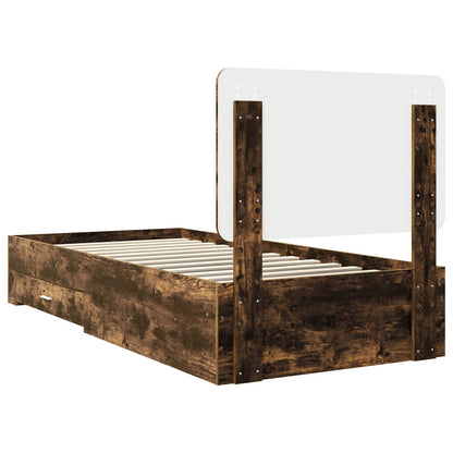 Bed Frame with Headboard Smoked Oak 75 x 190 cm Engineered Wood