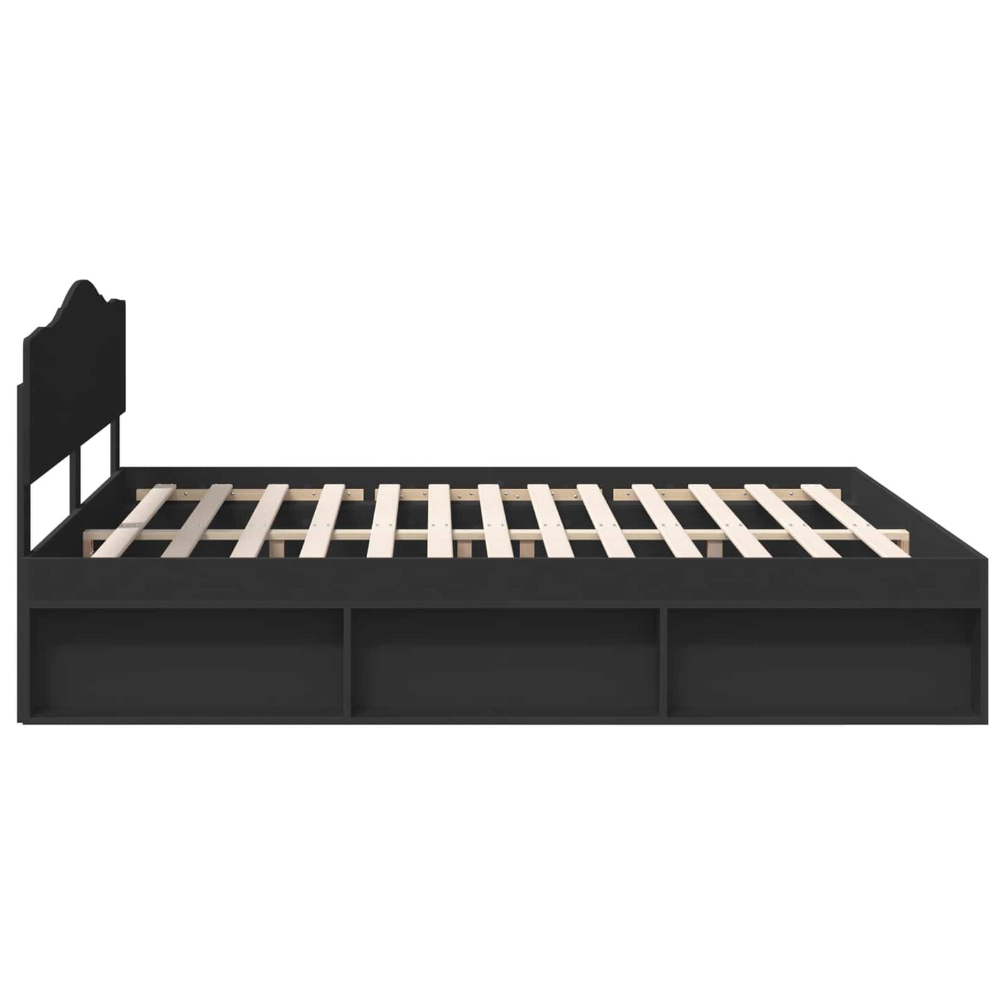 Bed Frame with Headboard Black 180 x 200 cm Solid Pine Wood
