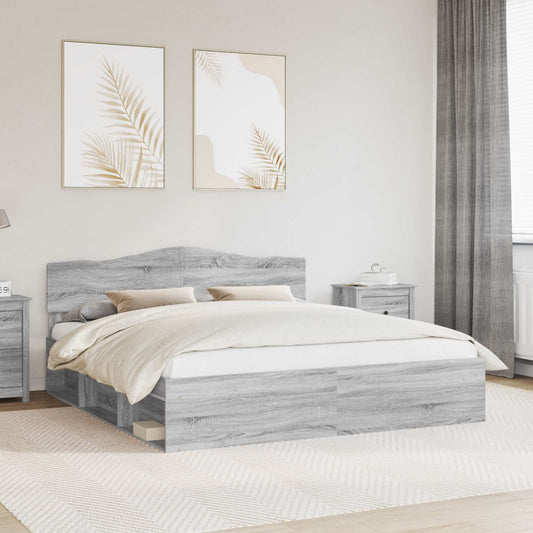 Bed Frame Grey Sonoma 180 x 200 cm Solid Pine Wood