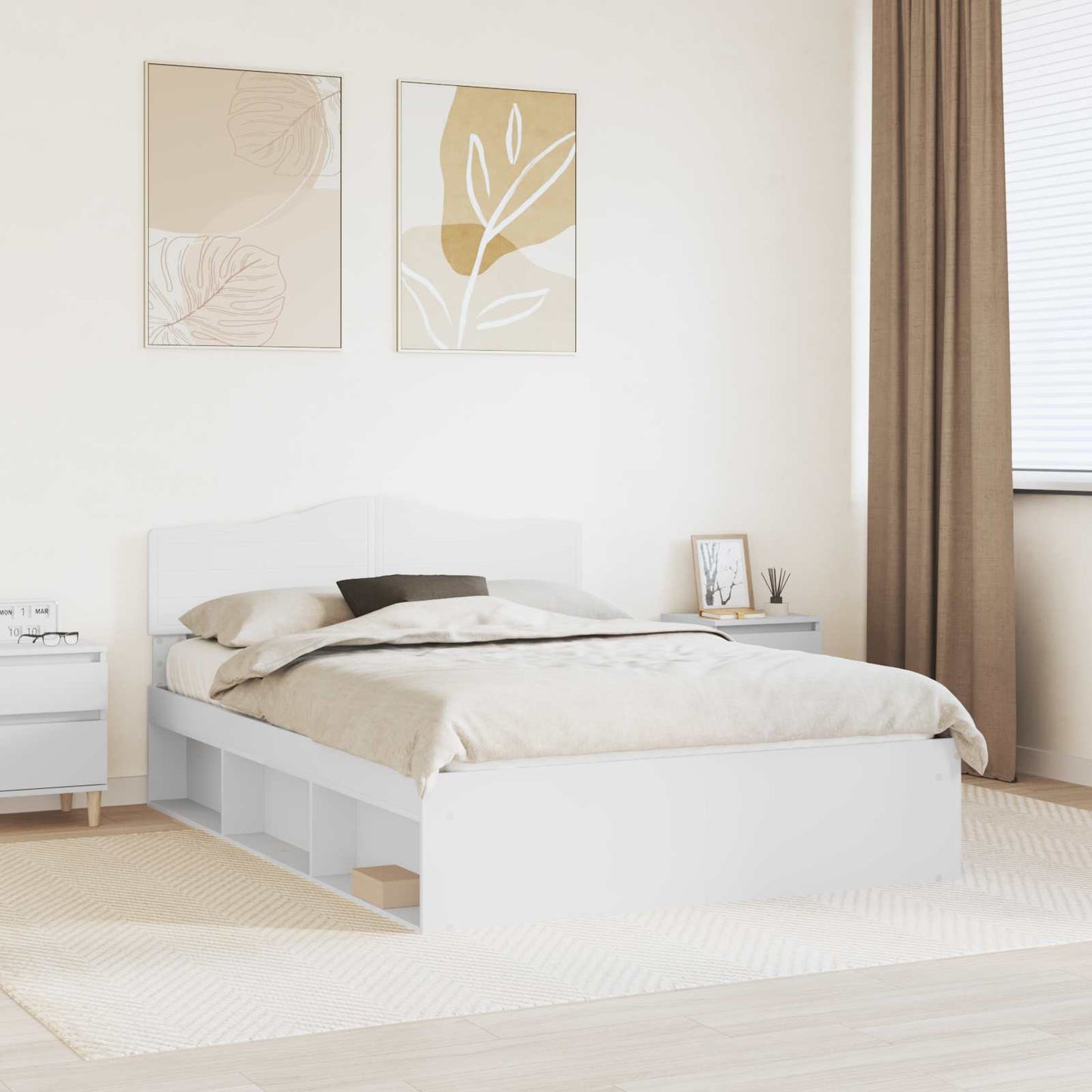 Bed Frame with Headboard White 160 x 200 cm Solid Pine Wood