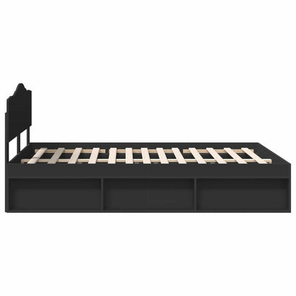Bed Frame with Headboard Black 160 x 200 cm Solid Pine Wood