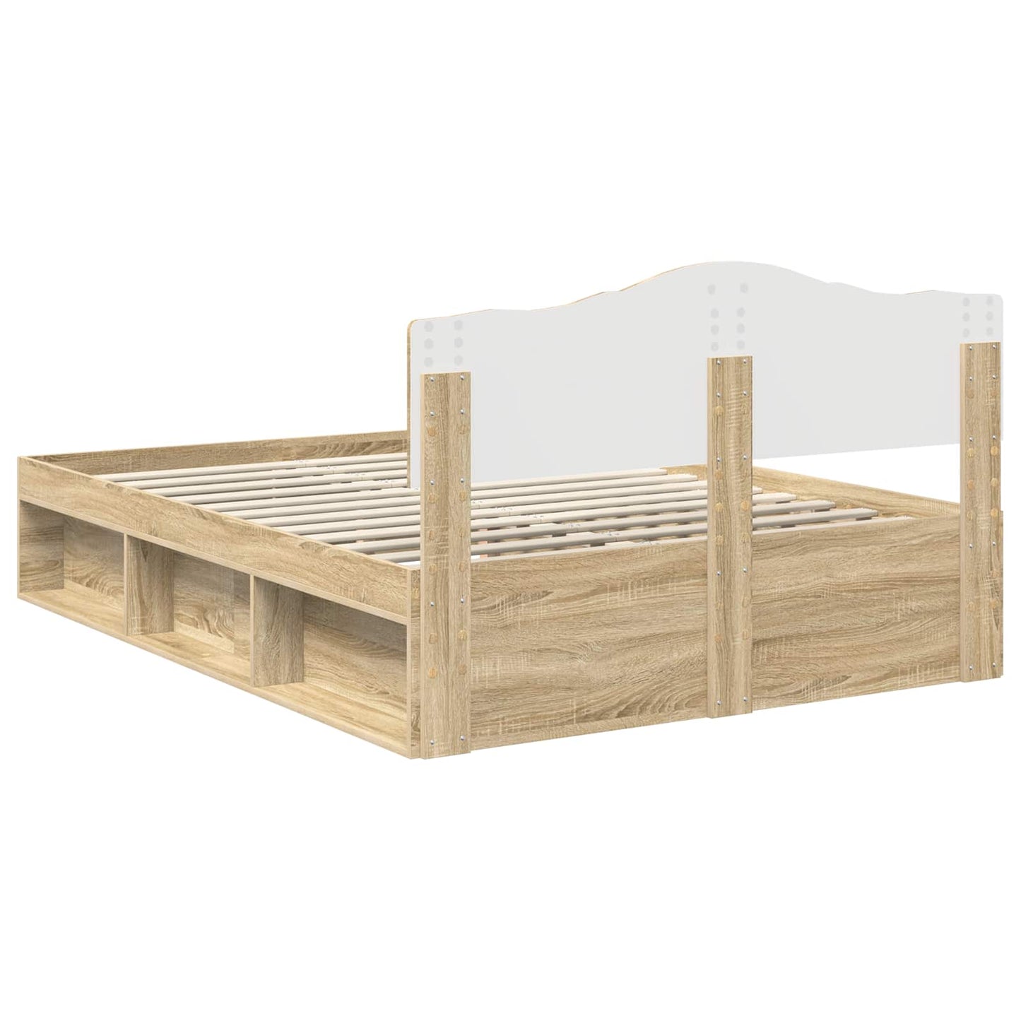 Bed Frame with Headboard Sonoma 160 x 200 cm Solid Pine Wood