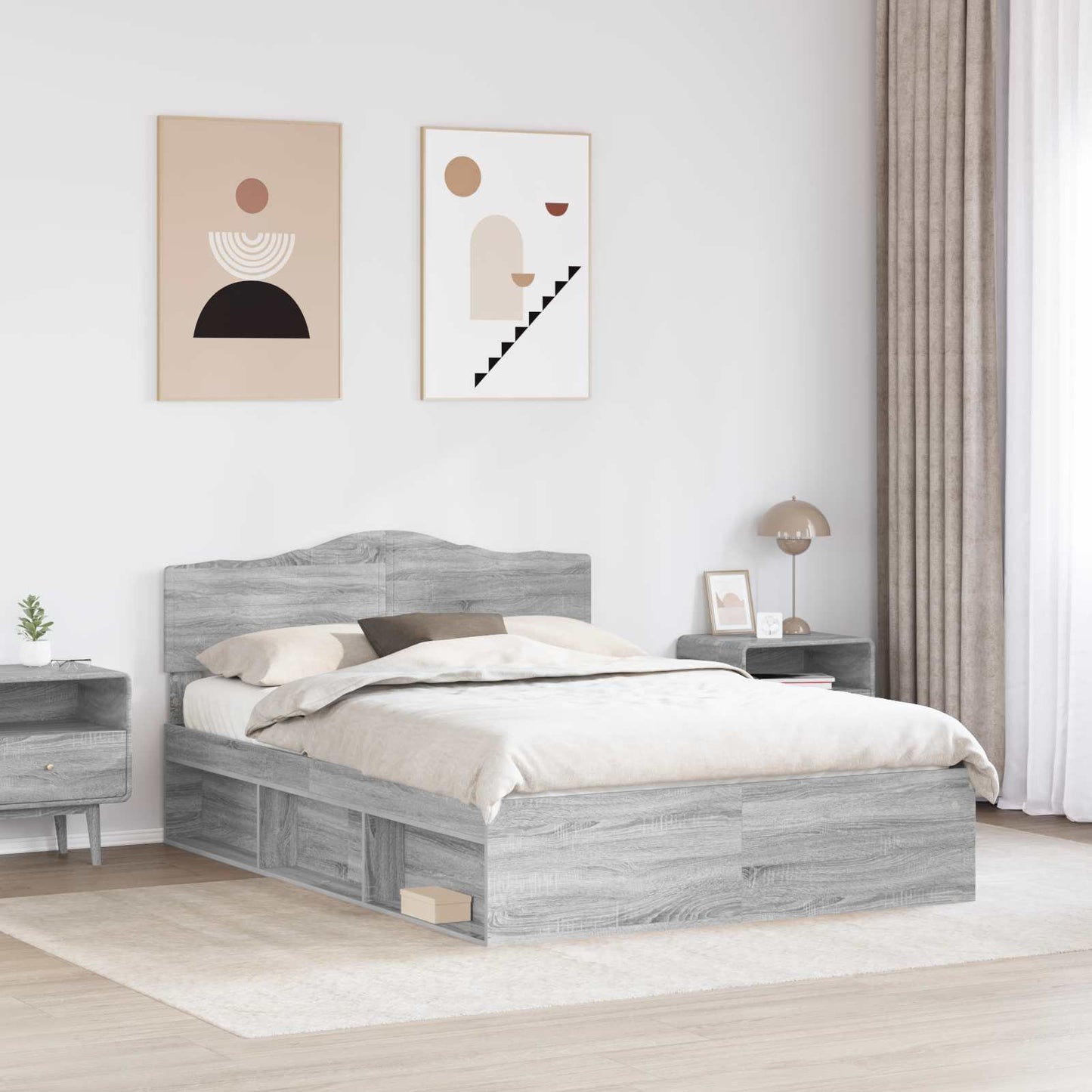 Bed Frame Grey Sonoma 160 x 200 cm Solid Pine Wood