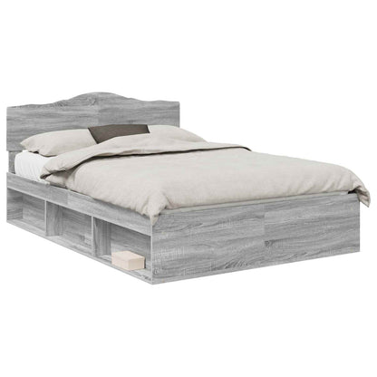 Bed Frame Grey Sonoma 160 x 200 cm Solid Pine Wood