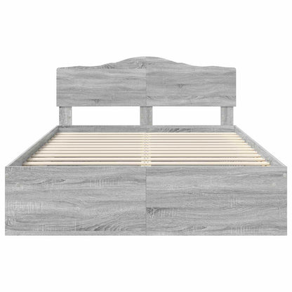 Bed Frame Grey Sonoma 160 x 200 cm Solid Pine Wood
