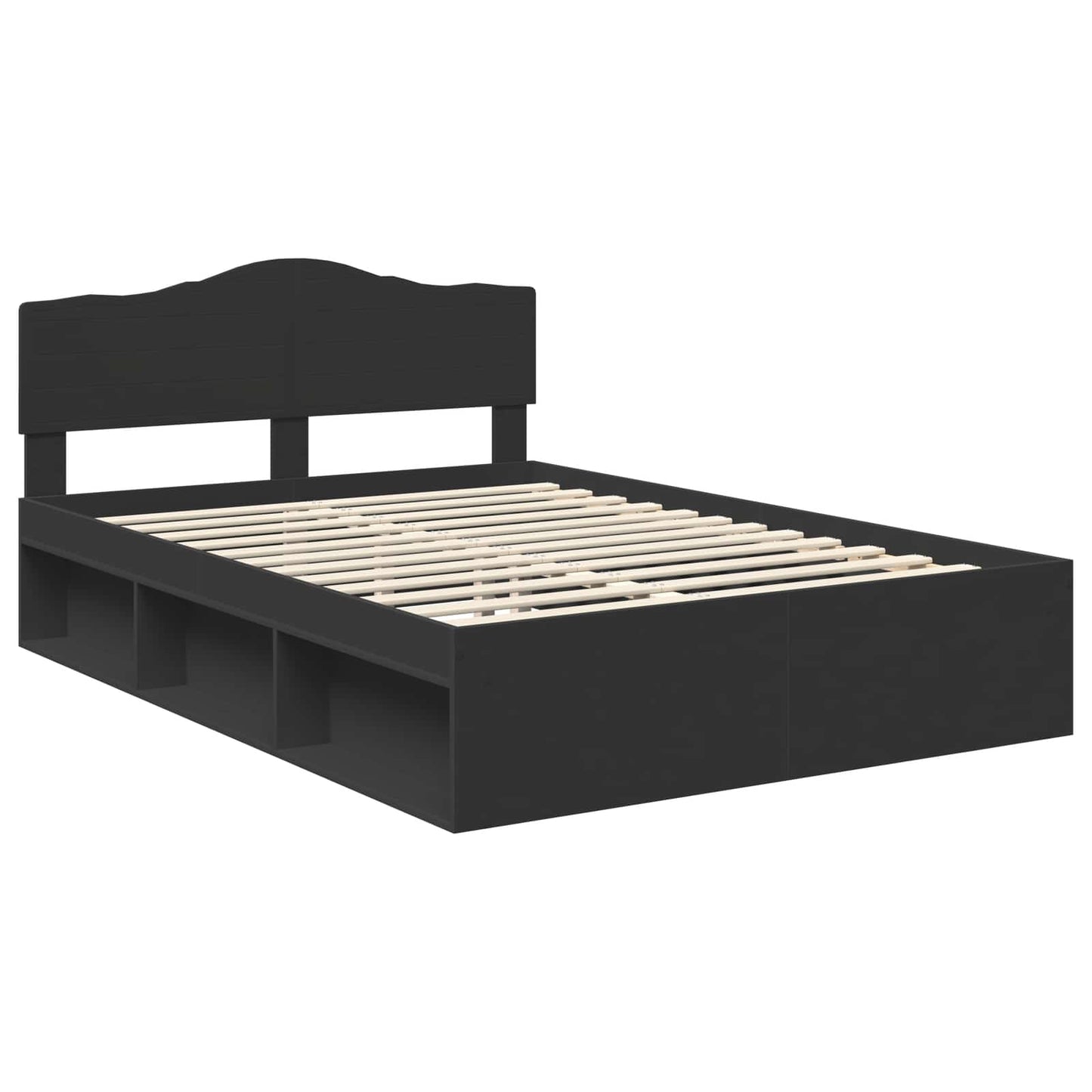 Bed Frame with Headboard Black 150 x 200 cm Solid Pine Wood