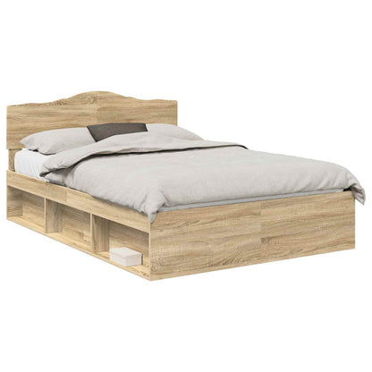 Bed Frame Sonoma Oak 150 x 200 cm Solid Pine Wood