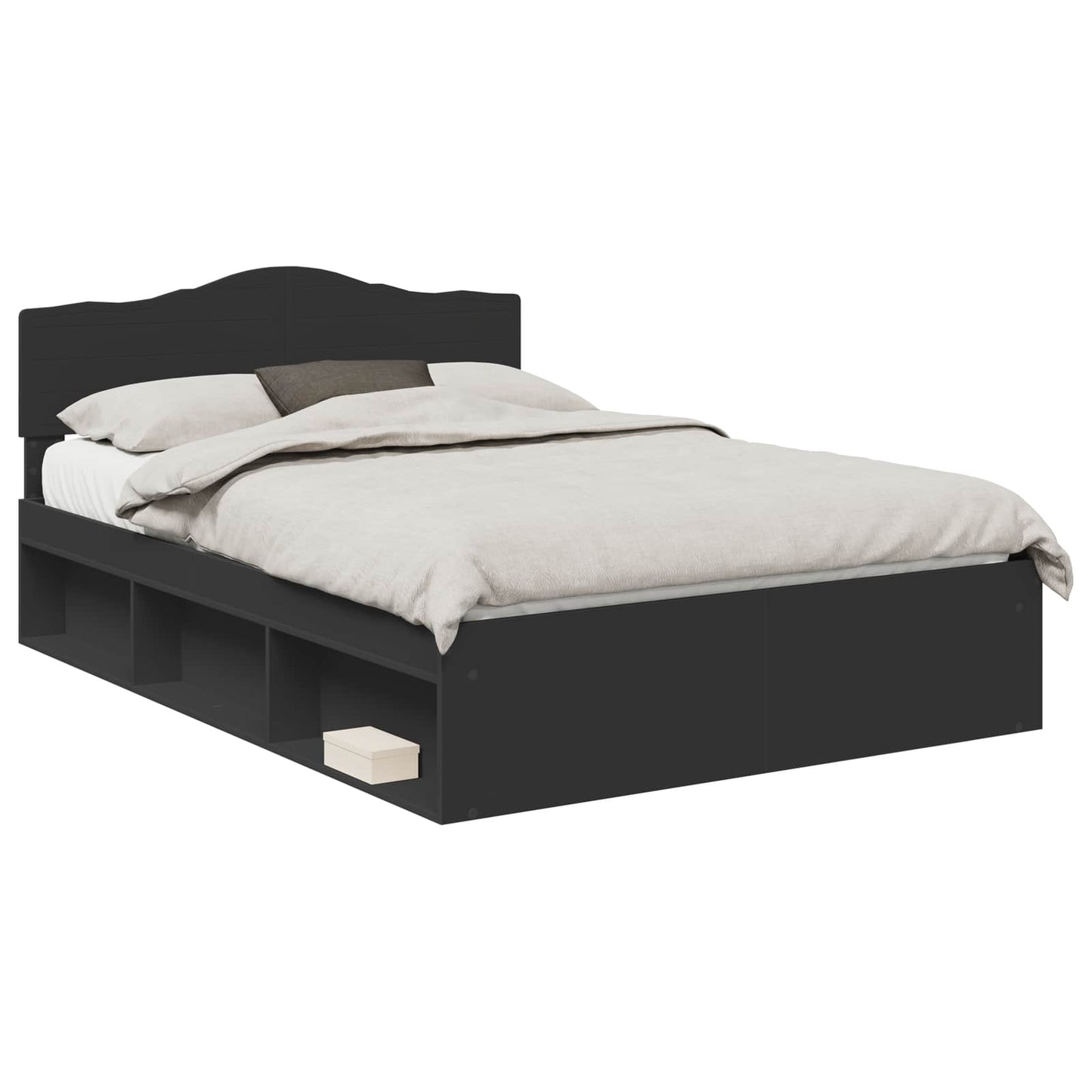 Bed Frame with Headboard Black 140 x 200 cm Solid Pine Wood
