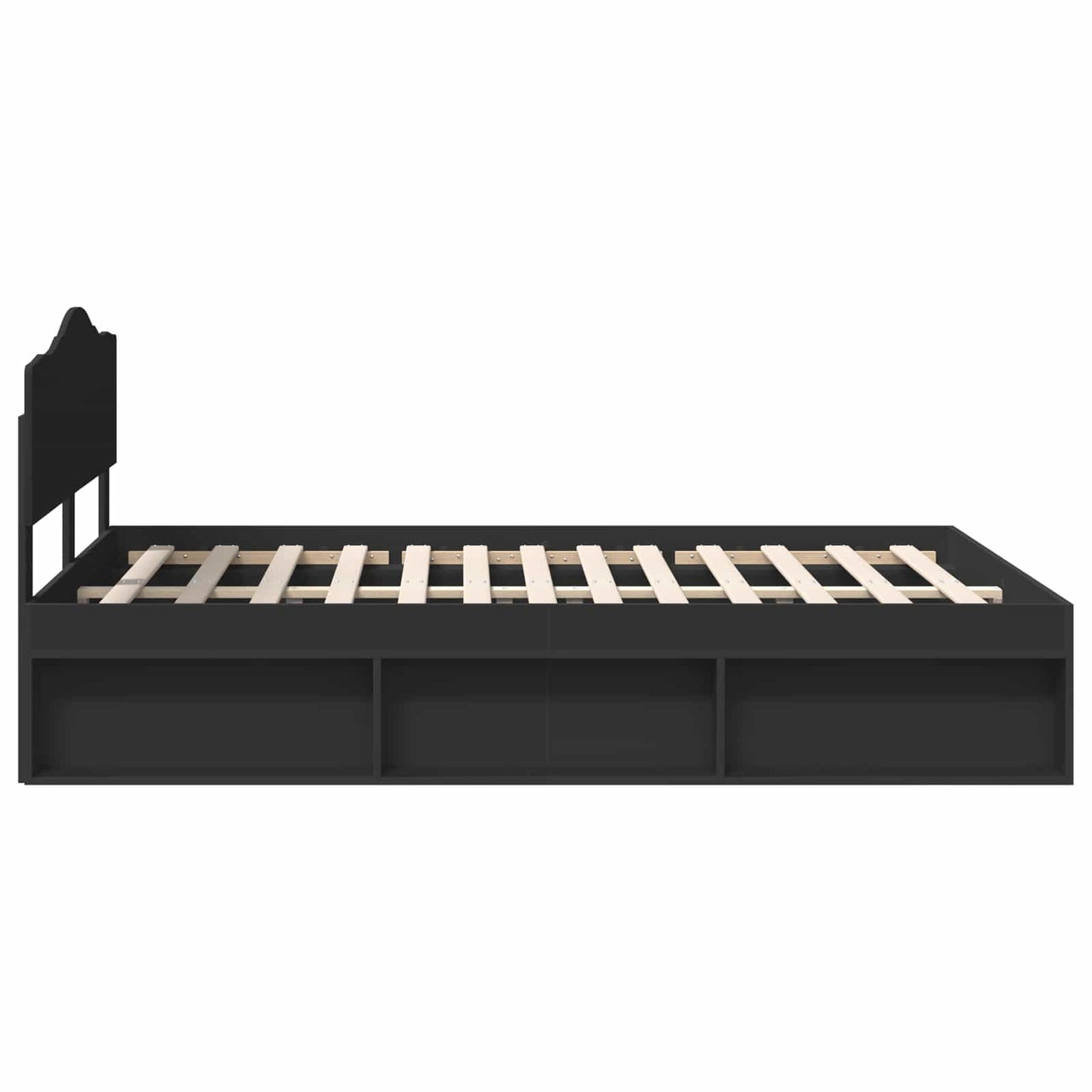 Bed Frame with Headboard Black 140 x 200 cm Solid Pine Wood