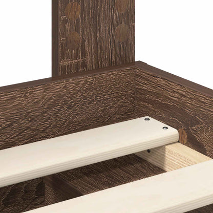 Bed Frame with Headboard Brown Oak 140 x 200 cm Solid Pine Wood