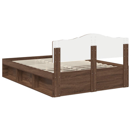 Bed Frame with Headboard Brown Oak 140 x 200 cm Solid Pine Wood