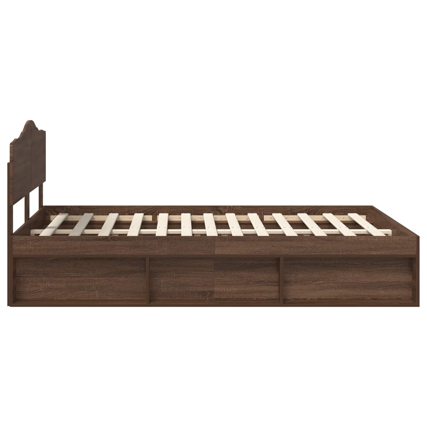 Bed Frame with Headboard Brown Oak 140 x 200 cm Solid Pine Wood