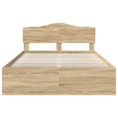 Bed Frame with Headboard Sonoma 140 x 190 cm Solid Pine Wood