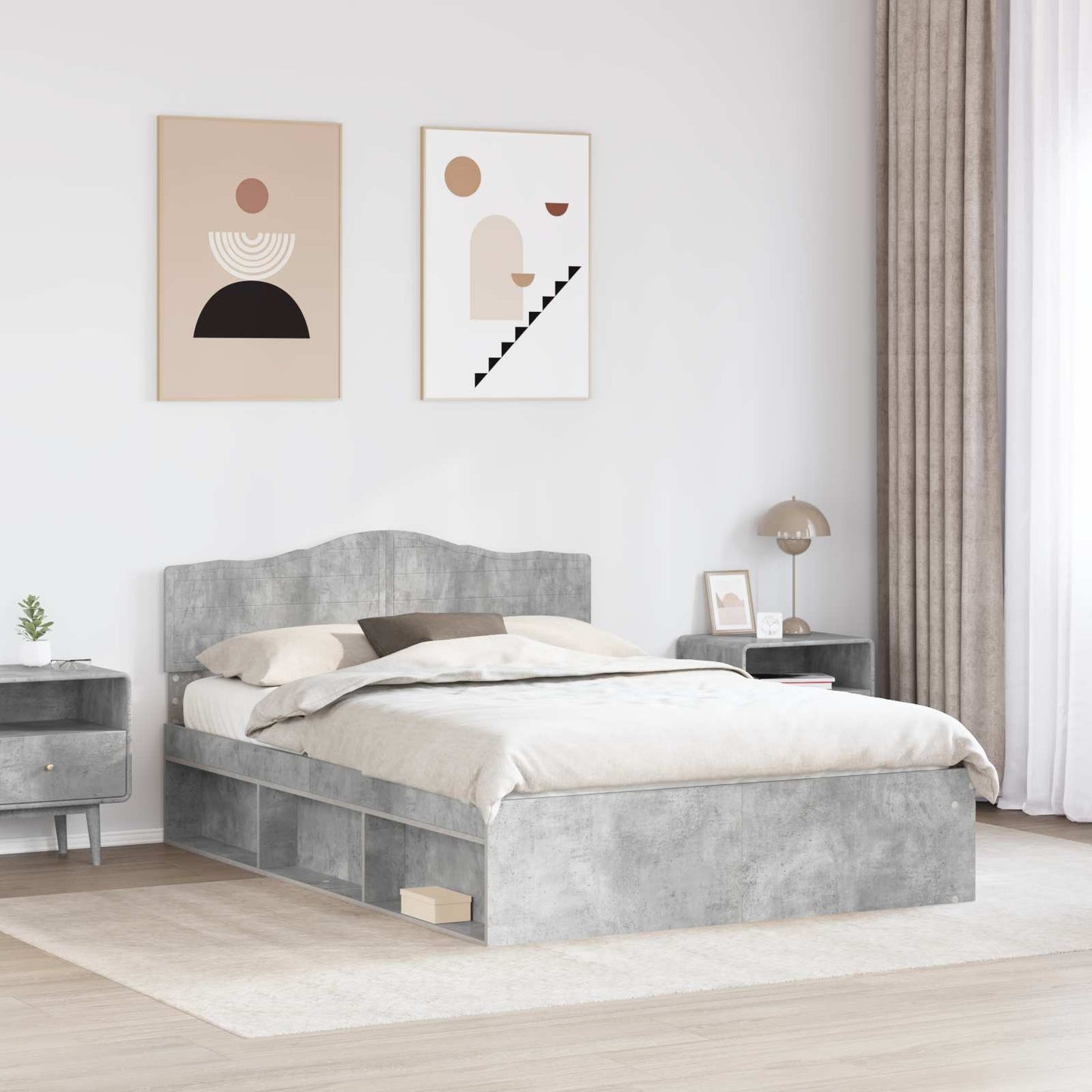 Bed Frame with Headboard Concerte 140 x 190 cm Solid Pine Wood