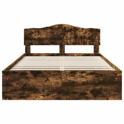 Bed Frame Smoked Oak 140 x 190 cm Solid Pine Wood