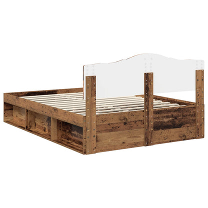 Bed Frame with Headboard Old Wood 140 x 190 cm Solid Pine Wood