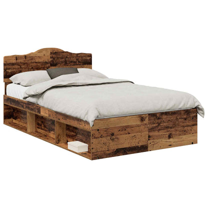 Bed Frame with Headboard Old Wood 135 x 190 cm Solid Pine Wood