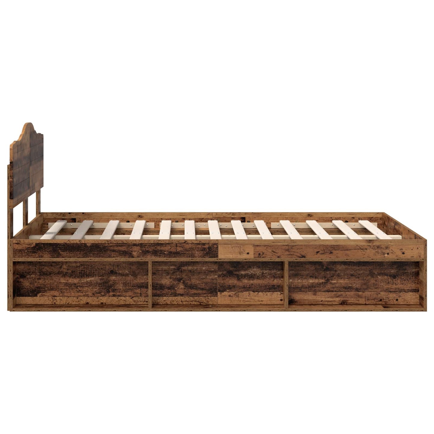 Bed Frame with Headboard Old Wood 135 x 190 cm Solid Pine Wood