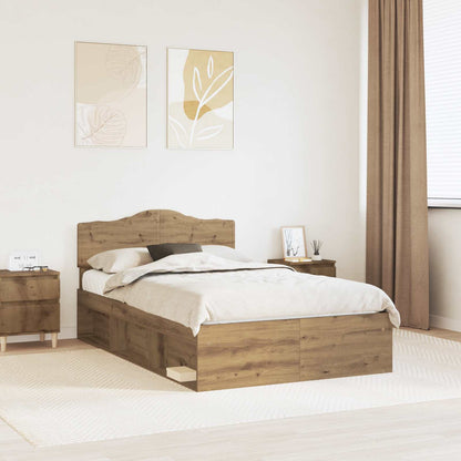 Bed Frame Artisian Oak 135 x 190 cm Solid Pine Wood