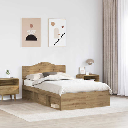 Bed Frame Artisian Oak 135 x 190 cm Solid Pine Wood