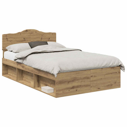 Bed Frame Artisian Oak 135 x 190 cm Solid Pine Wood