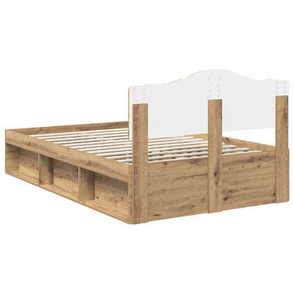 Bed Frame Artisian Oak 135 x 190 cm Solid Pine Wood