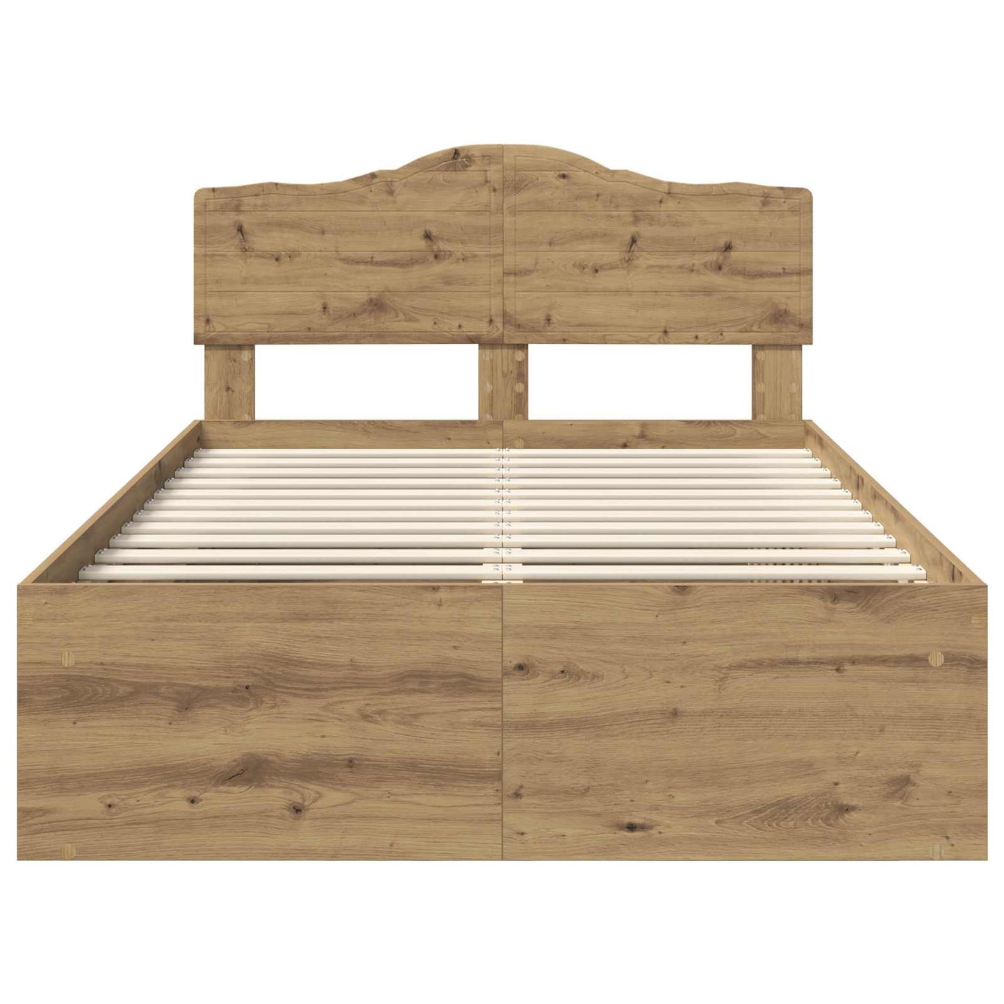 Bed Frame Artisian Oak 135 x 190 cm Solid Pine Wood