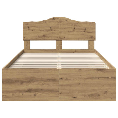Bed Frame Artisian Oak 135 x 190 cm Solid Pine Wood