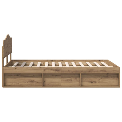 Bed Frame Artisian Oak 135 x 190 cm Solid Pine Wood