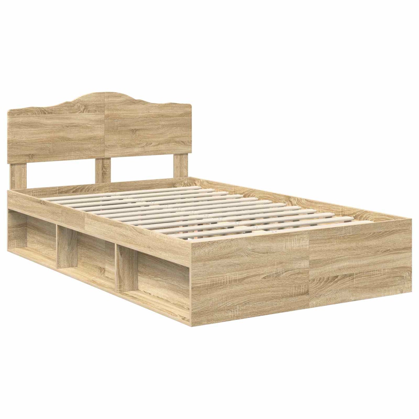 Bed Frame with Headboard Sonoma 120 x 200 cm Solid Pine Wood