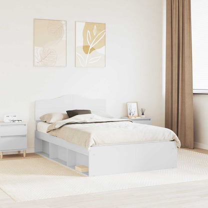 Bed Frame with Headboard White 120 x 190 cm Solid Pine Wood