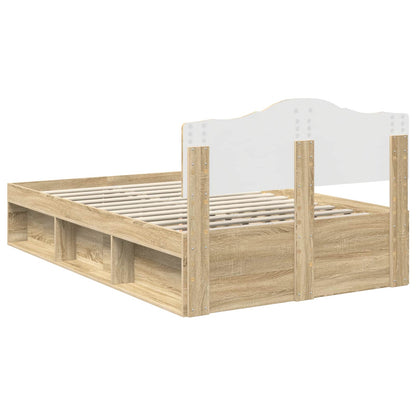 Bed Frame with Headboard Sonoma 120 x 190 cm Solid Pine Wood