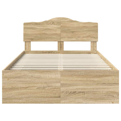 Bed Frame with Headboard Sonoma 120 x 190 cm Solid Pine Wood