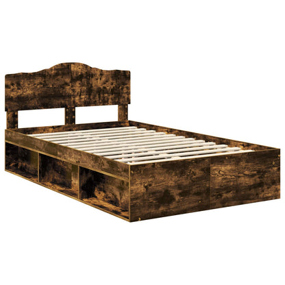 Bed Frame Smoked Oak 120 x 190 cm Solid Pine Wood