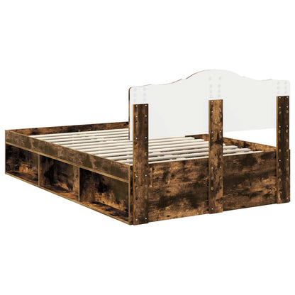 Bed Frame Smoked Oak 120 x 190 cm Solid Pine Wood