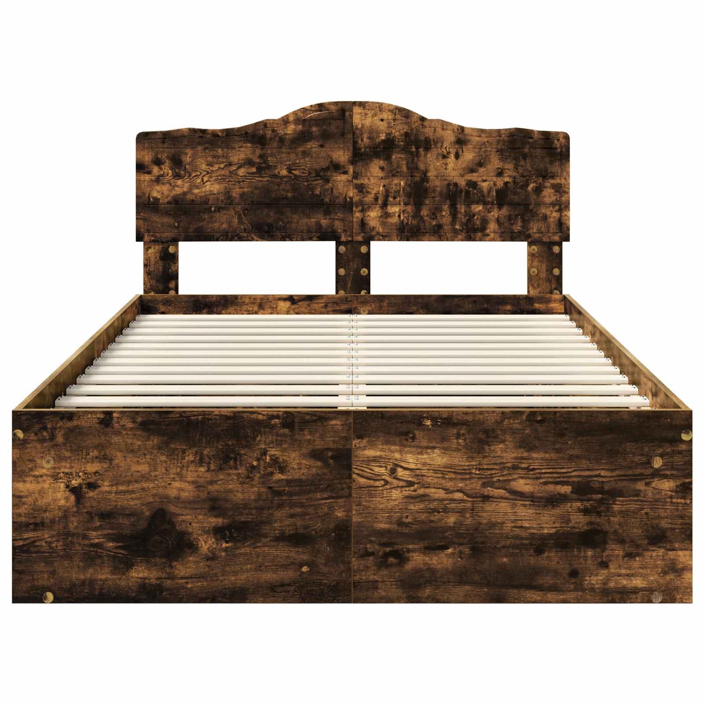 Bed Frame Smoked Oak 120 x 190 cm Solid Pine Wood
