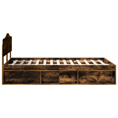 Bed Frame Smoked Oak 120 x 190 cm Solid Pine Wood