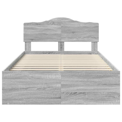 Bed Frame Grey Sonoma 120 x 190 cm Solid Pine Wood
