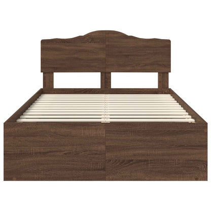 Bed Frame with Headboard Brown Oak 120 x 190 cm Solid Pine Wood