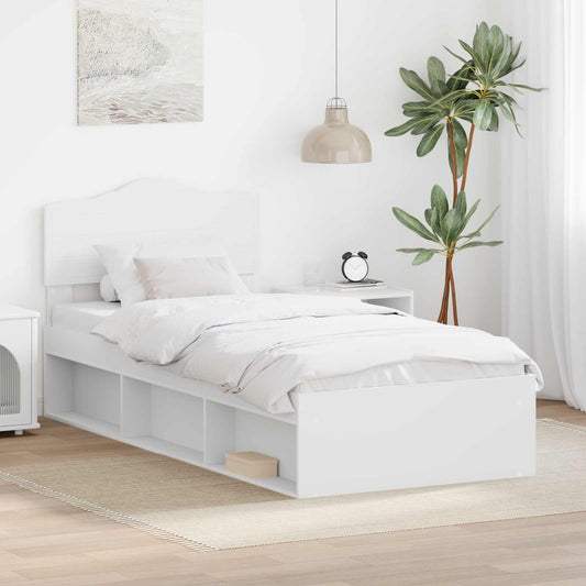 Bed Frame with Headboard White 100 x 200 cm Solid Pine Wood