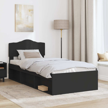 Bed Frame with Headboard Black 100 x 200 cm Solid Pine Wood