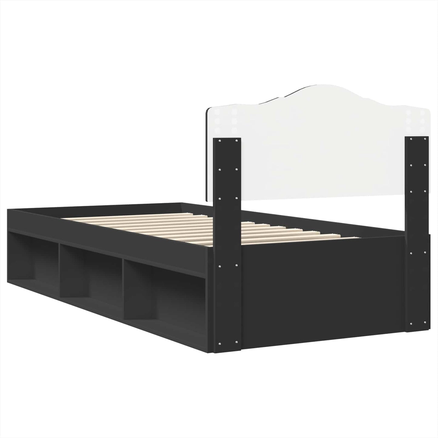Bed Frame with Headboard Black 100 x 200 cm Solid Pine Wood