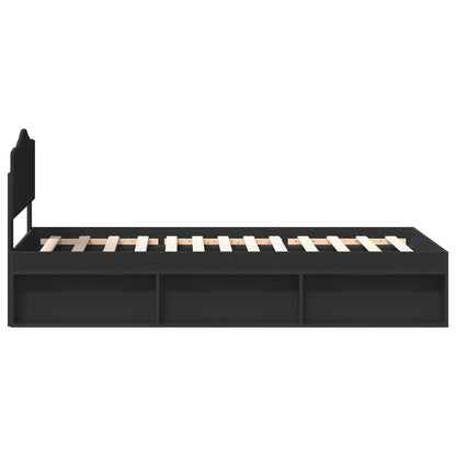 Bed Frame with Headboard Black 100 x 200 cm Solid Pine Wood