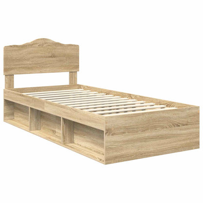 Bed Frame with Headboard Sonoma 100 x 200 cm Solid Pine Wood