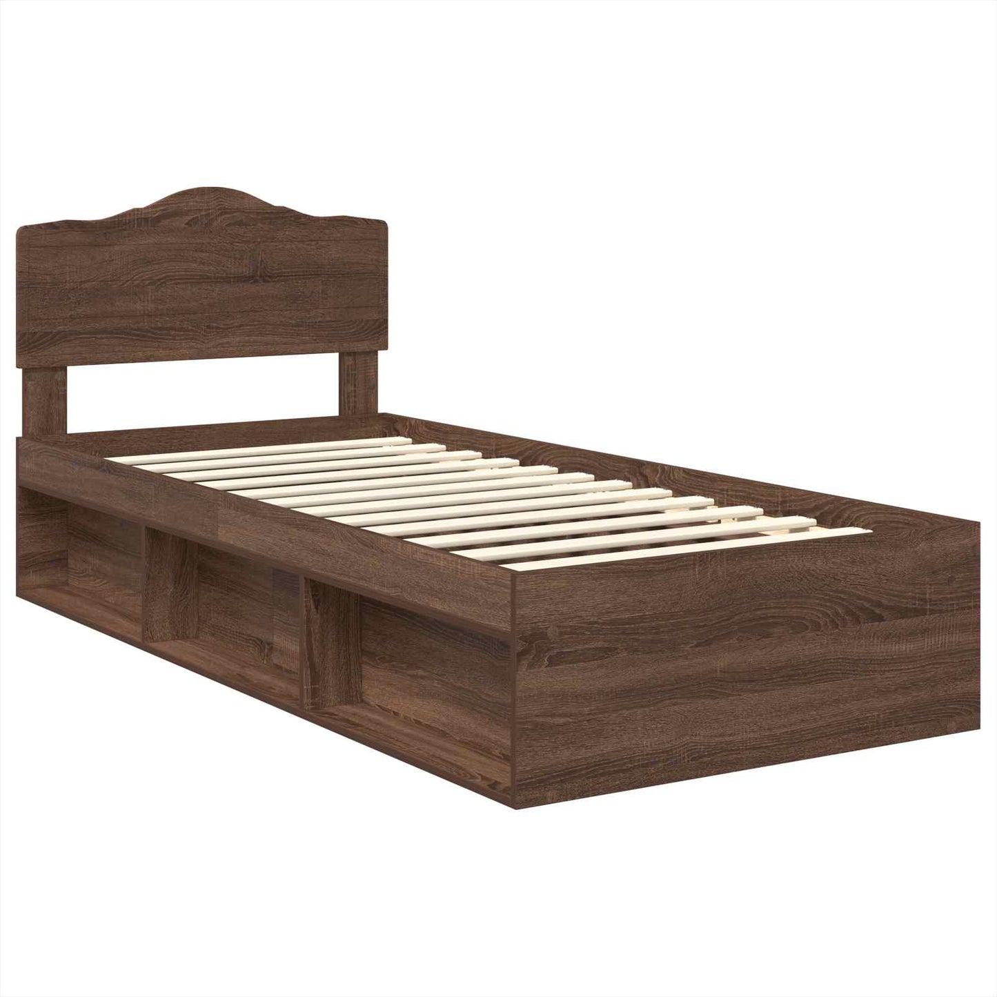 Bed Frame with Headboard Brown Oak 100 x 200 cm Solid Pine Wood