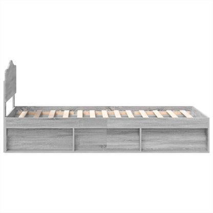 Bed Frame Grey Sonoma 90 x 200 cm Solid Pine Wood