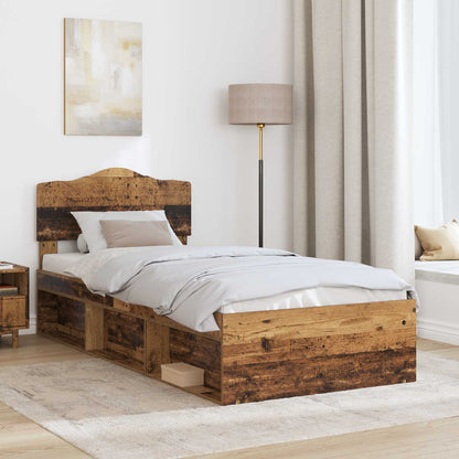 Bed Frame with Headboard Old Wood 90 x 200 cm Solid Pine Wood