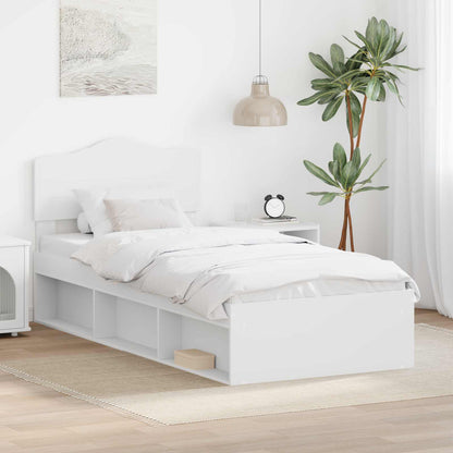 Bed Frame with Headboard White 90 x 190 cm Solid Pine Wood
